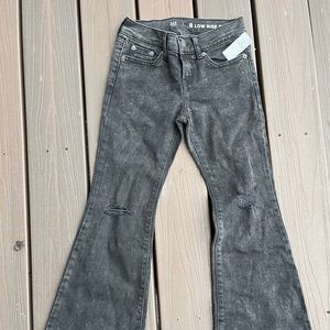 Gap Teen Size 8 Black Low Rise Flare Distressed Jeans